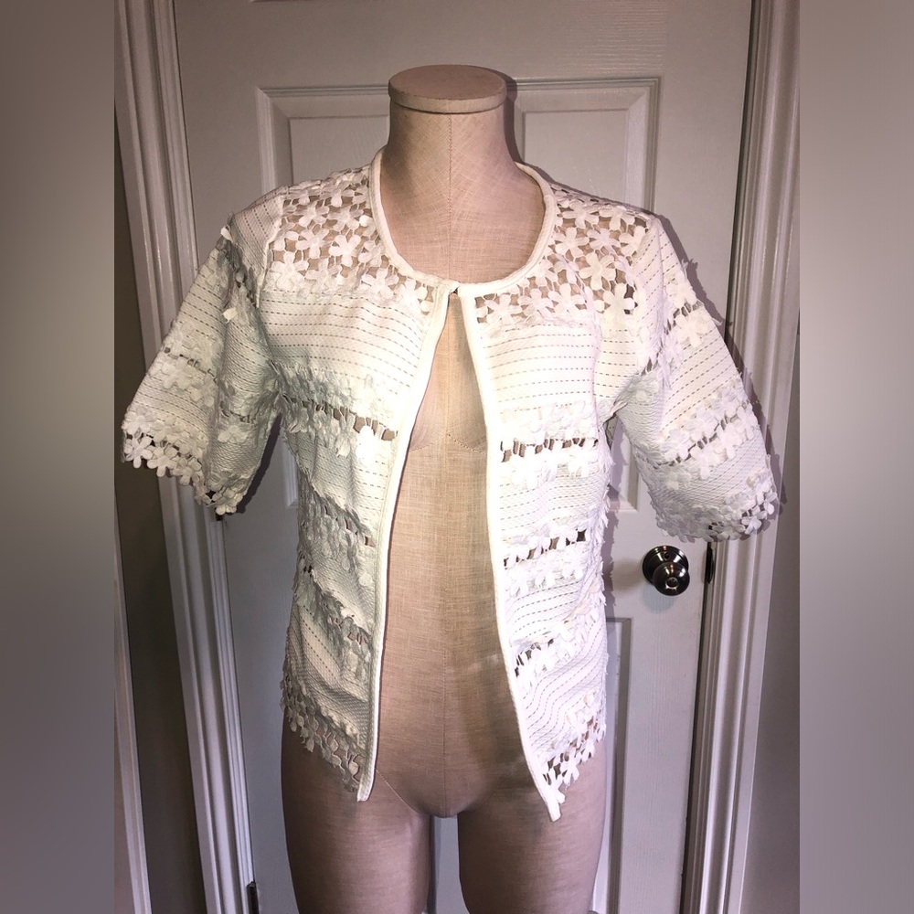 3/$40 Holly Bracken knit/crochet floral cardigan
